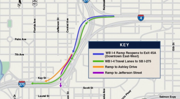 Westbound I-4 Ramp (Exit 45A) to Downtown East-West Reopens